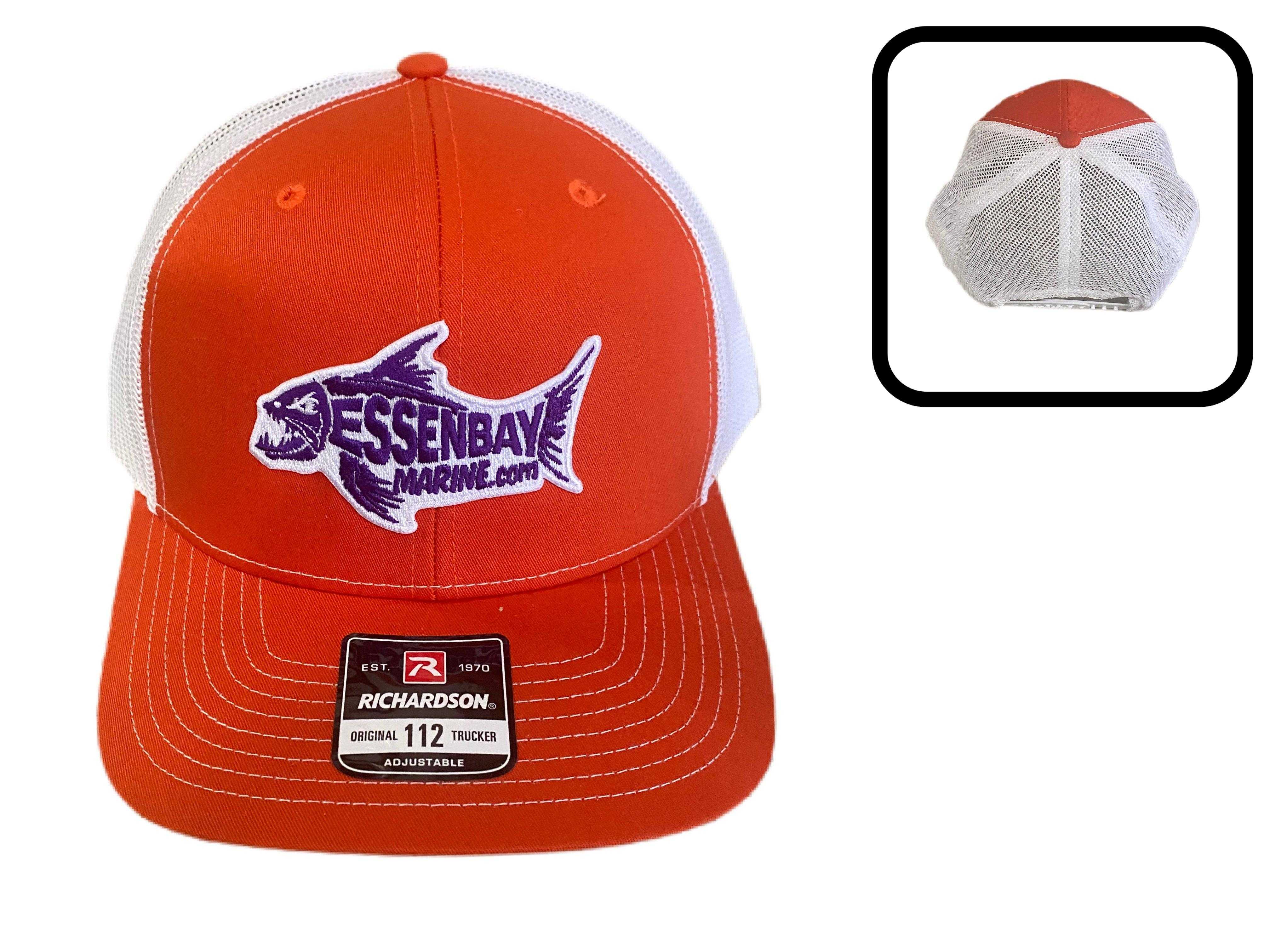Essenbay Marine, Essenbay Marine Orange-weiße Trucker-Kappe/Mütze mit lila-weißem Logo-Patch