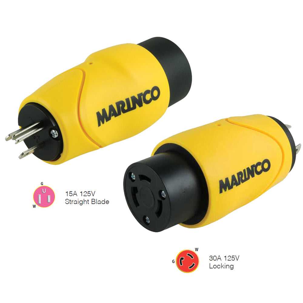 Marinco, Marinco Gerader Adapter 15 A gerader Stecker auf 30 A verriegelbarer Buchsenstecker [S15-30]