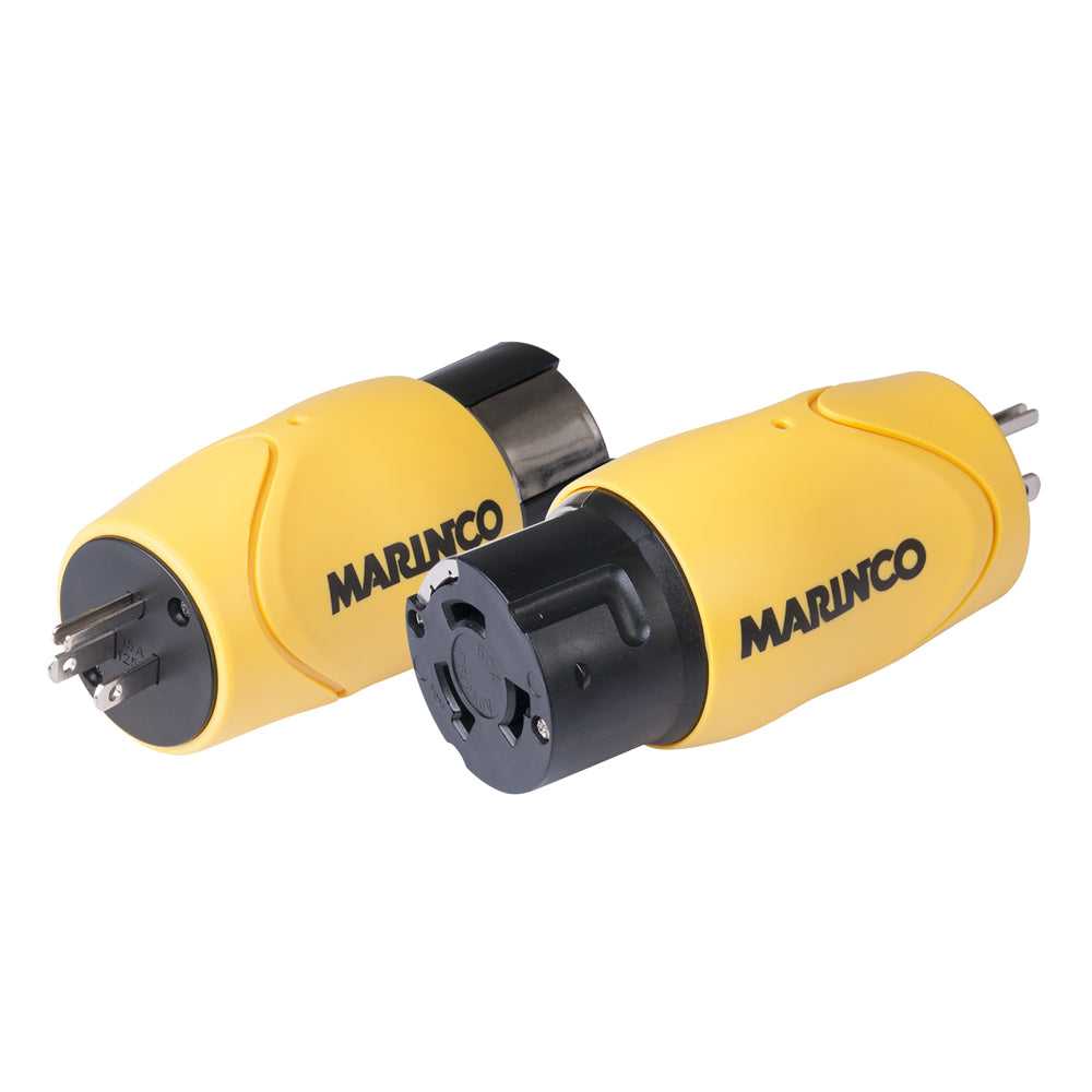 Marinco, Marinco Gerader Adapter – 15 A Stecker mit gerader Klinge auf 50 A 125/250 V Buchse mit Verriegelung [S15-504]