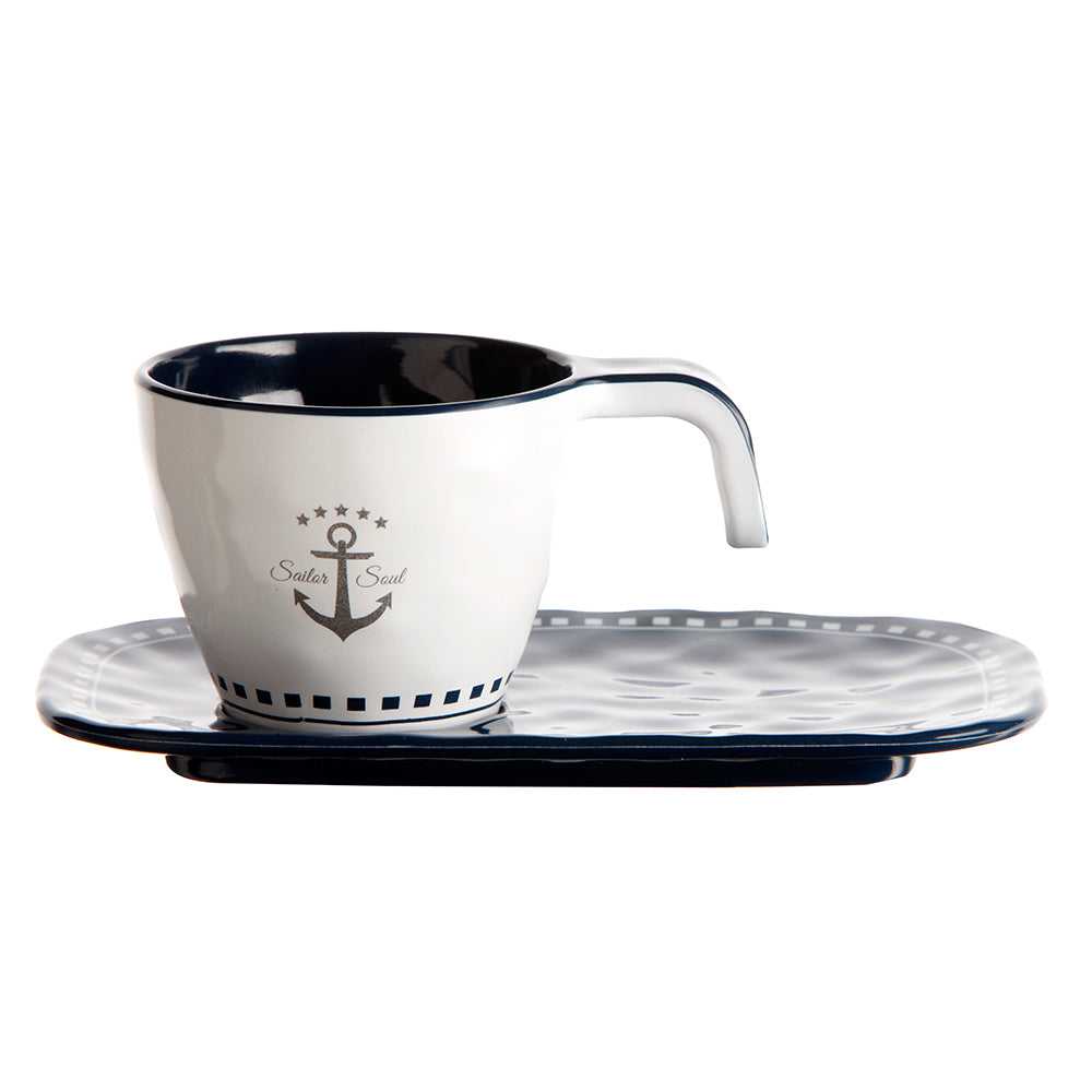 Marinegeschäft, Marine Business Espressotassen-Teller-Set aus Melamin – SAILOR SOUL – 6er-Set [14006C]