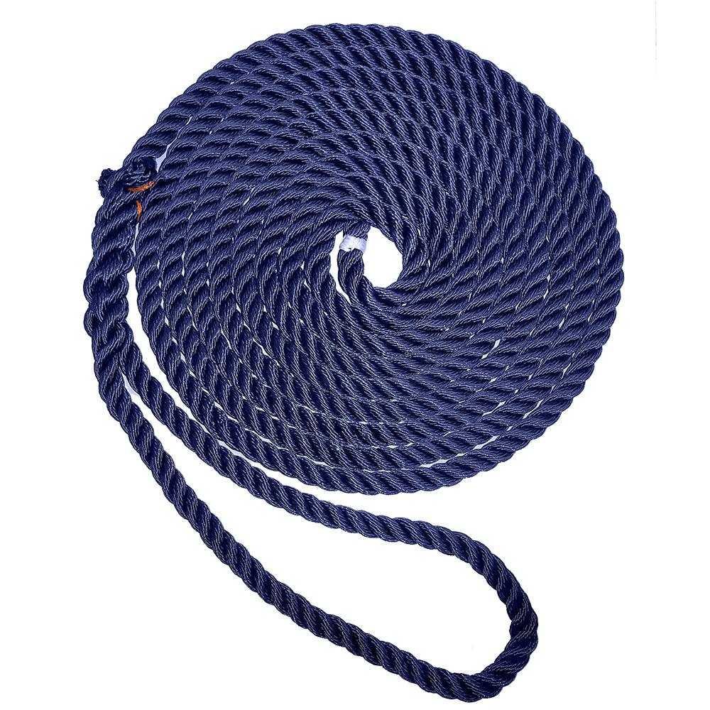 New England Seile, New England Ropes 1/2" Premium 3-strängige Dockleine – Marineblau – 15 [C6053-16-00015]