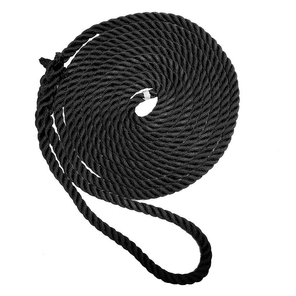New England Seile, New England Ropes 1/2" Premium 3-strängige Dockleine – Schwarz – 15 [C6054-16-00015]