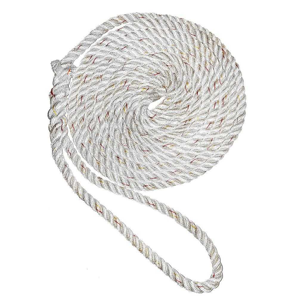 New England Seile, New England Ropes 1/2" Premium 3-strängige Dockleine – Weiß mit Tracer – 15 [C6050-16-00015]