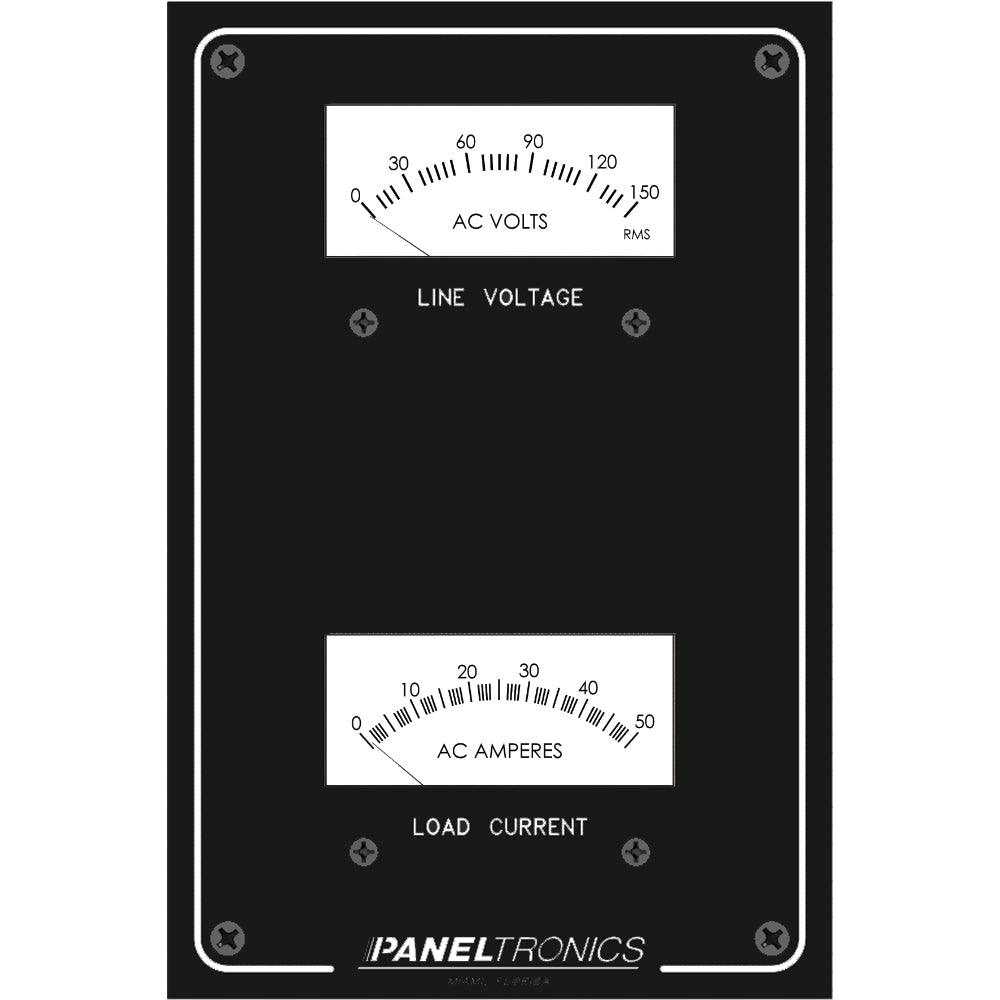 Paneltronik, Paneltronics Standard-Panel-AC-Messgerät – 0–150 AC-Voltmeter und 0–50 Ampere Amperemeter [9982304B]