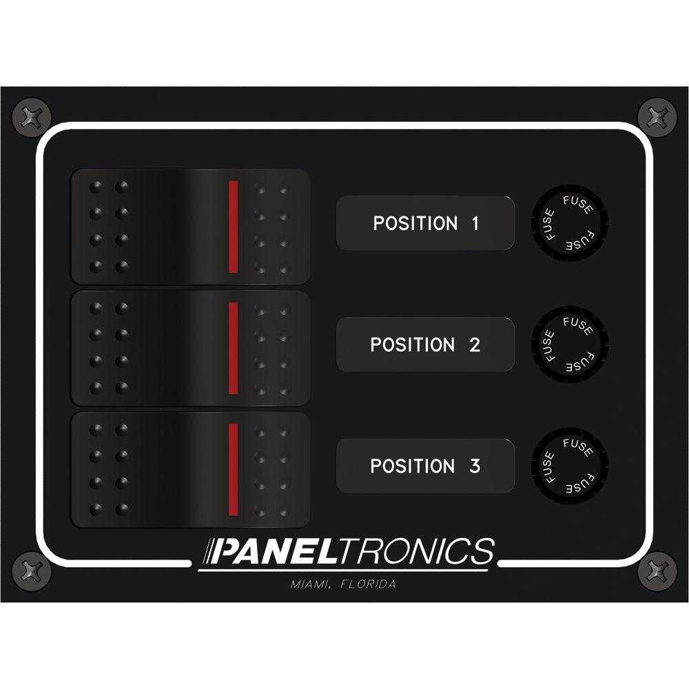 Paneltronik, Paneltronics Wasserdichtes Panel – beleuchteter DC-Wippschalter mit 3 Positionen und Sicherung [9960014B]